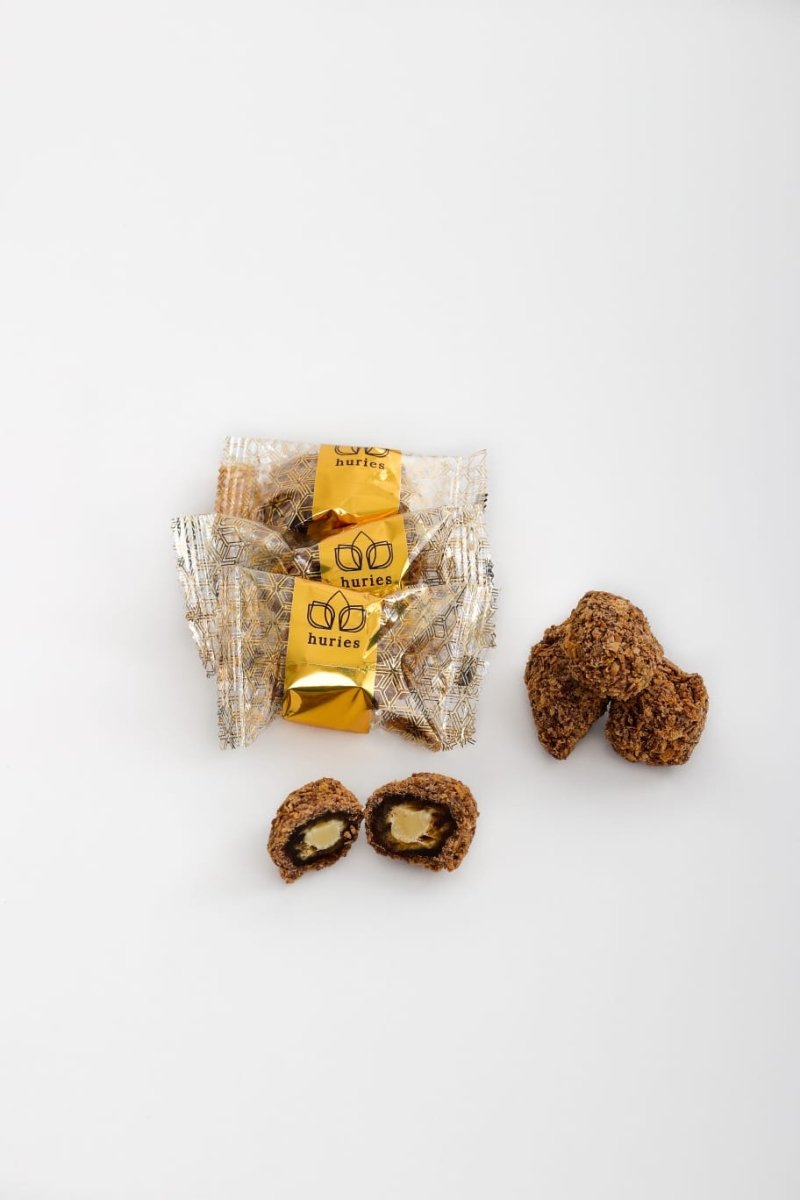 Huries Premium Almond - Stuffed Crispy Chocolate Dates - 200g Tube - TryAladdin