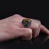 Tesbihevim | Men's Silver Ring with Tiger's Eye Stone - TryAladdin