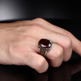 Tesbihevim | Chain Series Men's Silver Ring Ring with Zircon Stone - TryAladdin