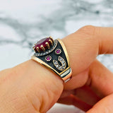 Istanbul Jewelry | Ruby Turkish Design Ottoman Handmade Silver Ring - TryAladdin