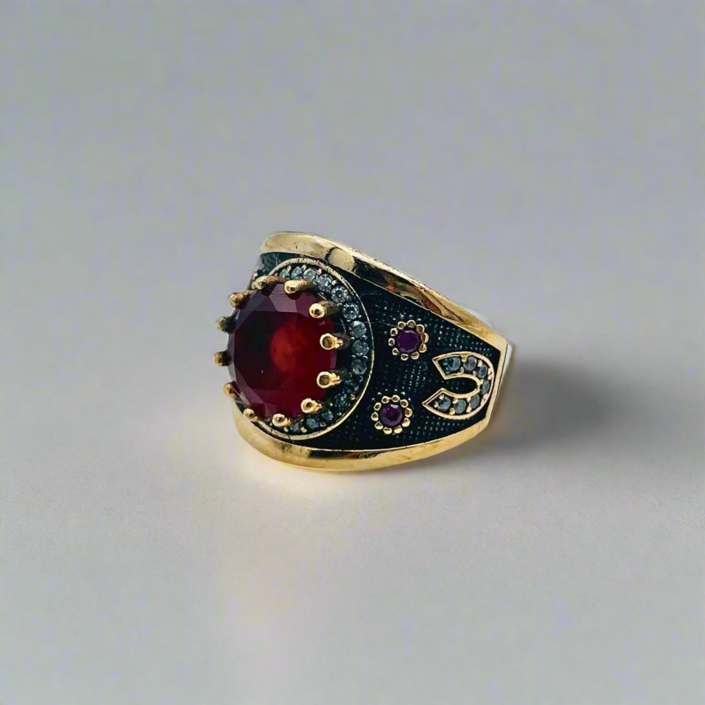 Istanbul Jewelry | Ruby Turkish Design Ottoman Handmade Silver Ring - TryAladdin