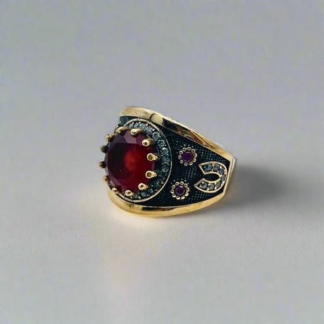 Istanbul Jewelry | Ruby Turkish Design Ottoman Handmade Silver Ring - TryAladdin