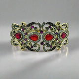 Istanbul Jewelry | Silver Ruby Ottoman Cuff Bracelet - TryAladdin