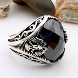 Black Onyx Double Headed Eagle Men's Ring - TryAladdin