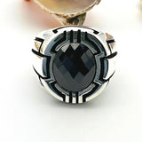 Black Onyx Men's Silver Ring - TryAladdin