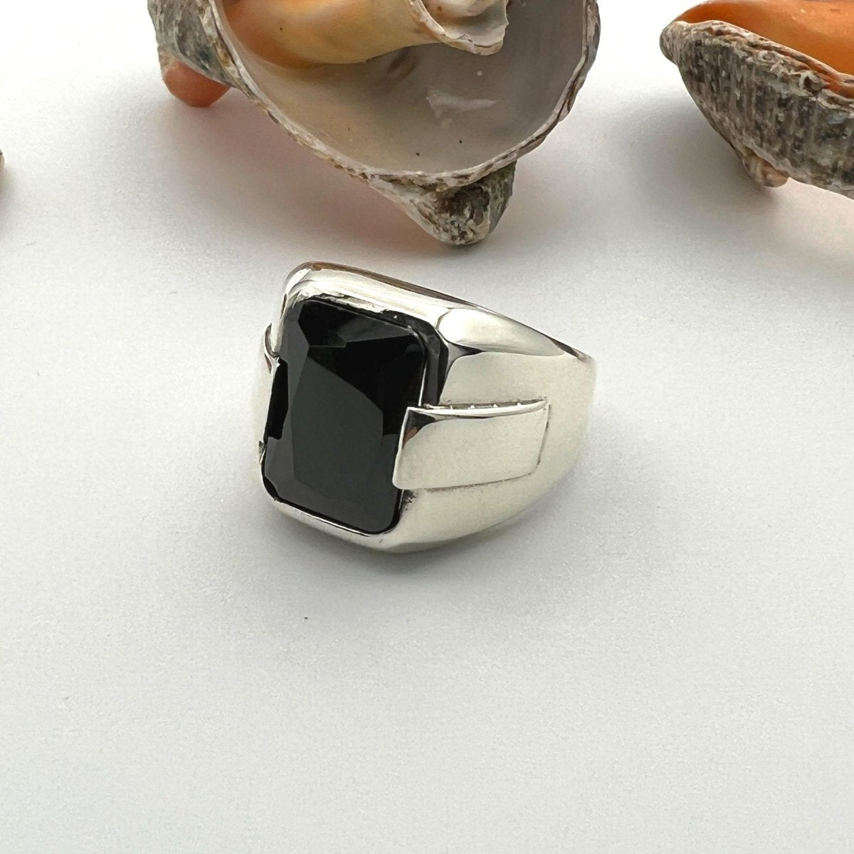 Black Onyx Square Stone Ring - TryAladdin