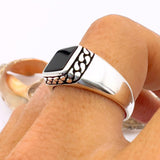 Black Onyx Squared Stone Men's Ring - TryAladdin