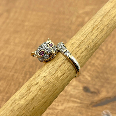 Black Zircon Tiger Head Ring - TryAladdin