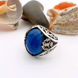 Blue Sapphire Double Headed Eagle Men's Ring - TryAladdin