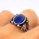 Blue Sapphire Stone Silver Ring - TryAladdin