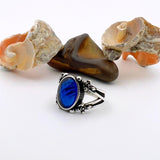 Blue Sapphire Stone Silver Ring - TryAladdin