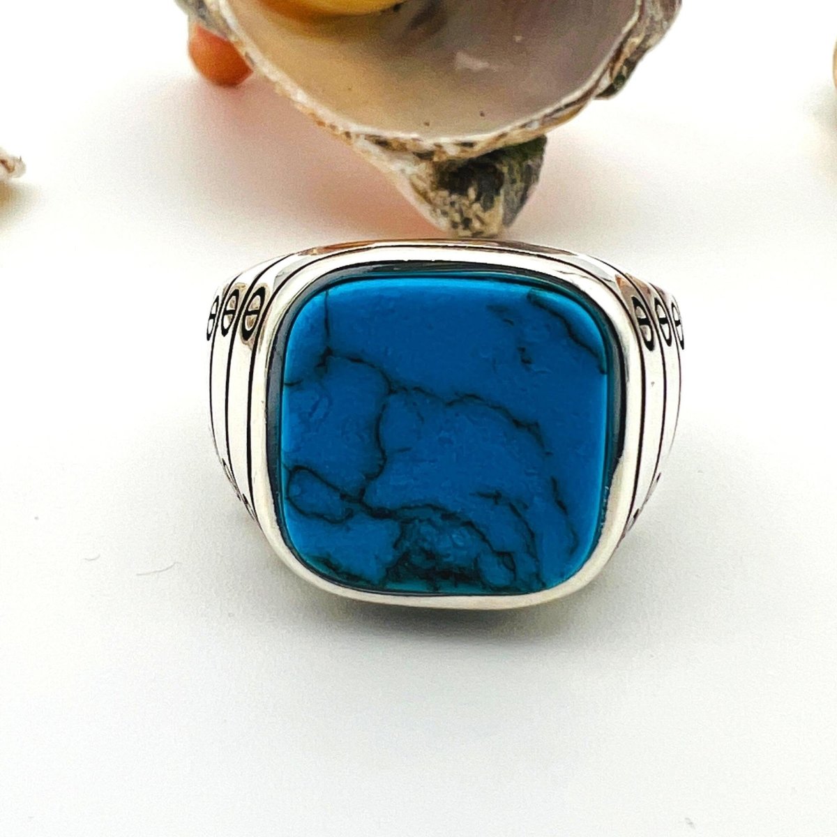 Blue Turquoise Stone Men's Ring - TryAladdin