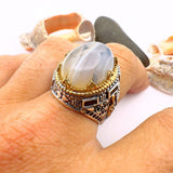 Brown Topaz Agate Stone Men's Ring - TryAladdin