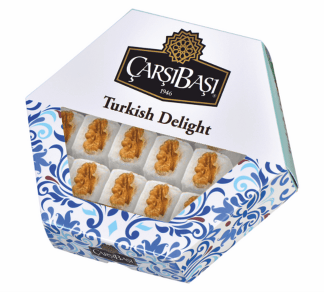 Carsibasi Premium Walnut Sultan Turkish Delight - 300g Hexagonal Box - TryAladdin