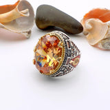 Champagne Citrine Oval Stone Men's Ring - TryAladdin