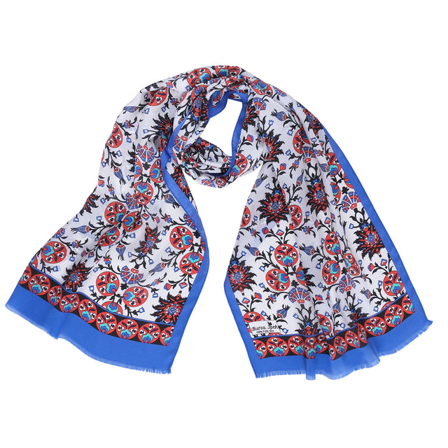 Cintemani Breathable Silk Scarf in Blue & Orange - TryAladdin