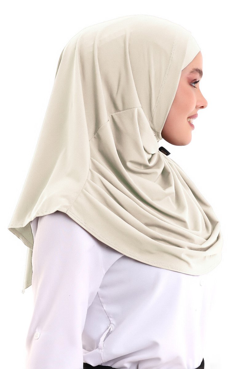 Cream Adult Bonnet Hijab Ready to Wear Practical Scarf - TryAladdin