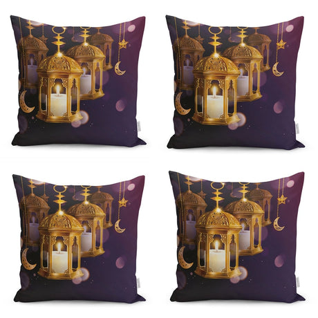 Digital Printed Runner and Cushion Pillow Cover Set with Arabic Ramadan Lantern Motif - TryAladdin