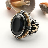 Double Sword Black Onyx Ring - TryAladdin