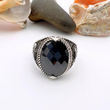 Eagle Detailed Men's Black Zircon Stone Silver Ring - TryAladdin