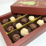 Ema Chocolate Milk and White Chocolate Truffles with Hazelnut Cream Filled - Merry Christmas Box - 250g - TryAladdin