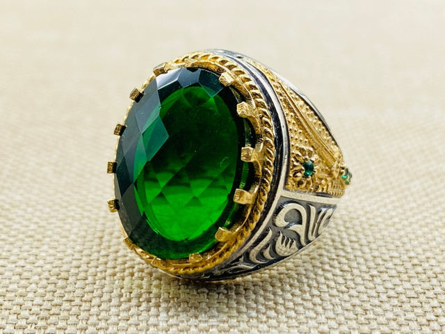 Green Emerald Stone Ring for Men - TryAladdin