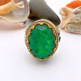 Green Oval Tourmaline Stone Men's Ring - TryAladdin