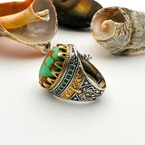 Green Turquoise Oval Stone Men's Ring - TryAladdin