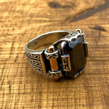 Handmade Men's Turkish Black Onyx Silver Ring - TryAladdin