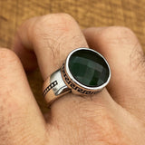 Handmade Minimalist Oval Green Zircon Silver Ring - TryAladdin