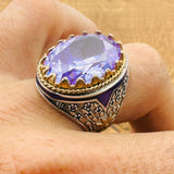 Men’s Amethyst Oval Ring - TryAladdin