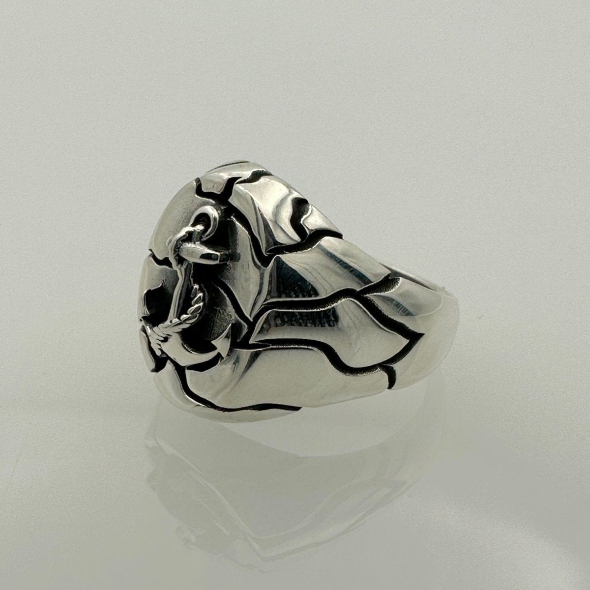 Men's Anchor Design Silver Ring - TryAladdin