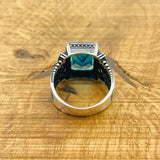 Men's Aquamarine Silver Ring - TryAladdin