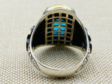 Men's Aquamarine Stone Blue 925 Sterling Silver Ring - TryAladdin