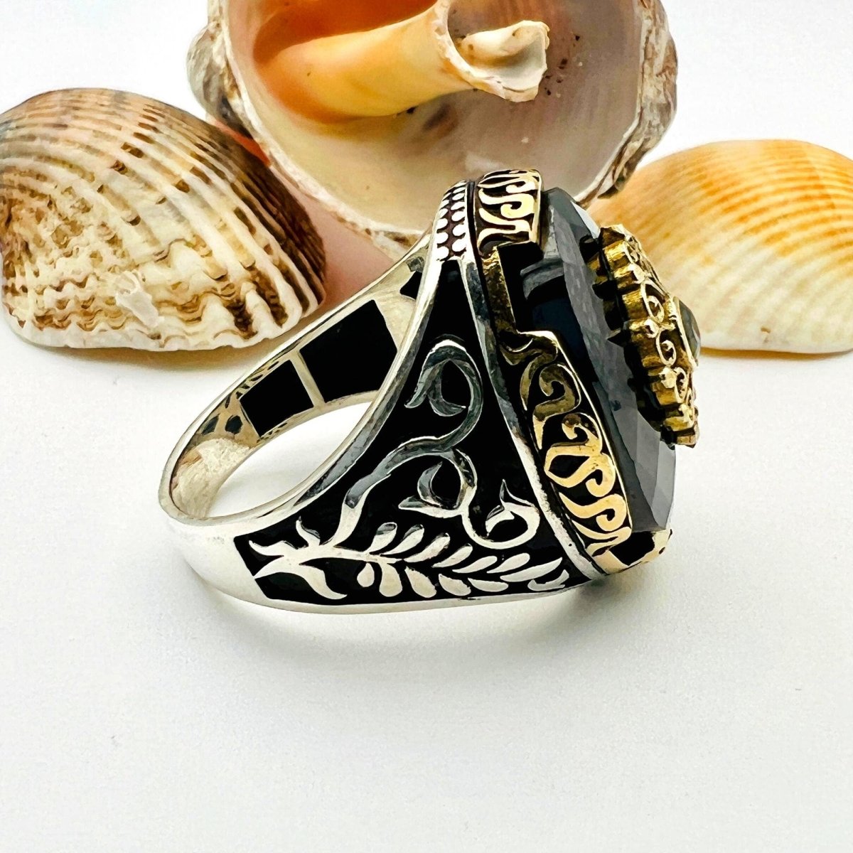 Men's Black Onyx Gemstone Silver Ring - TryAladdin