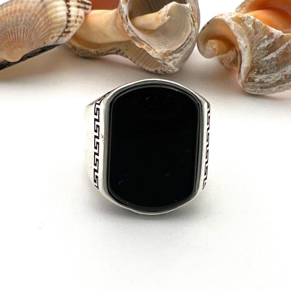 Men's Black Onyx Silver Ring - TryAladdin