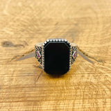 Men's Black Onyx Silver Ring - TryAladdin