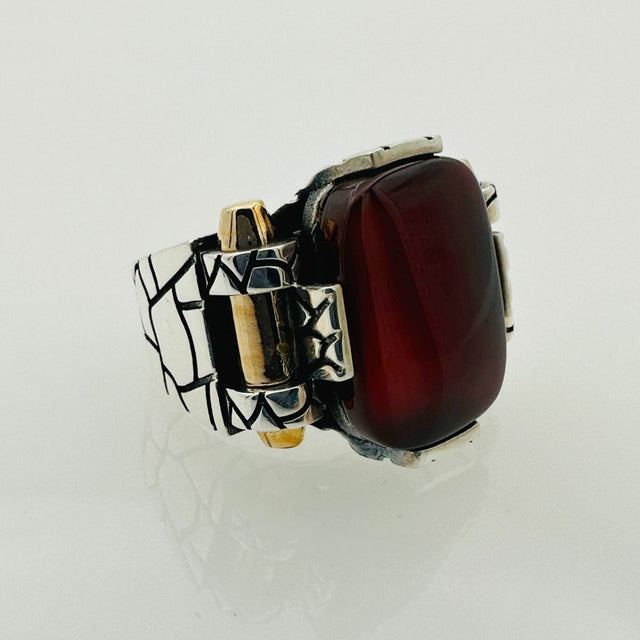 Men's Black Onyx Square Sterling Silver Gemstone Ring - TryAladdin