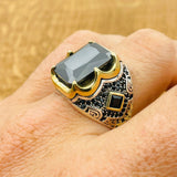 Men's Black Zircon Silver Ring - TryAladdin