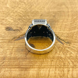 Men's Black Zircon Silver Ring - TryAladdin