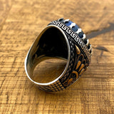 Men's Blue Lapis Lazuli Stone Silver Ring - TryAladdin