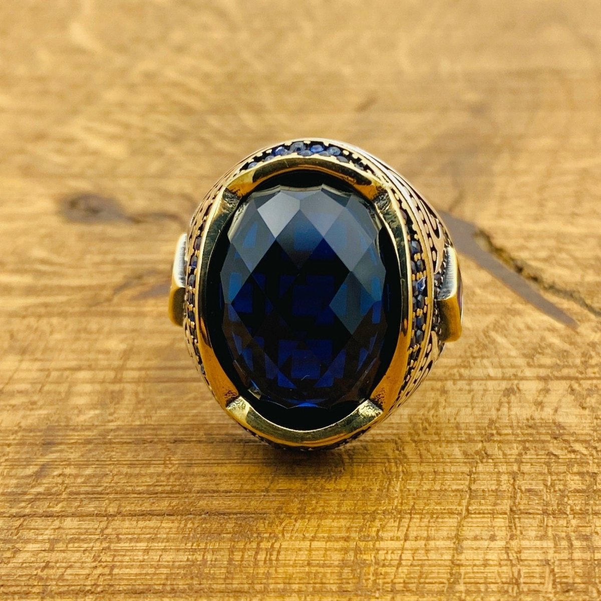 Men's Blue Zircon Ottoman Ring - TryAladdin