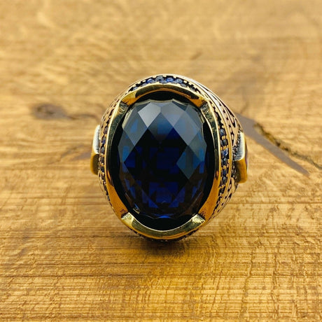 Men's Blue Zircon Ottoman Ring - TryAladdin