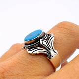 Men's Blue Zircon Silver Ring - TryAladdin