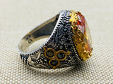 Men's Citrine Silver Ring - TryAladdin