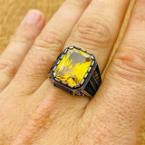 Men's Citrine Silver Ring - TryAladdin