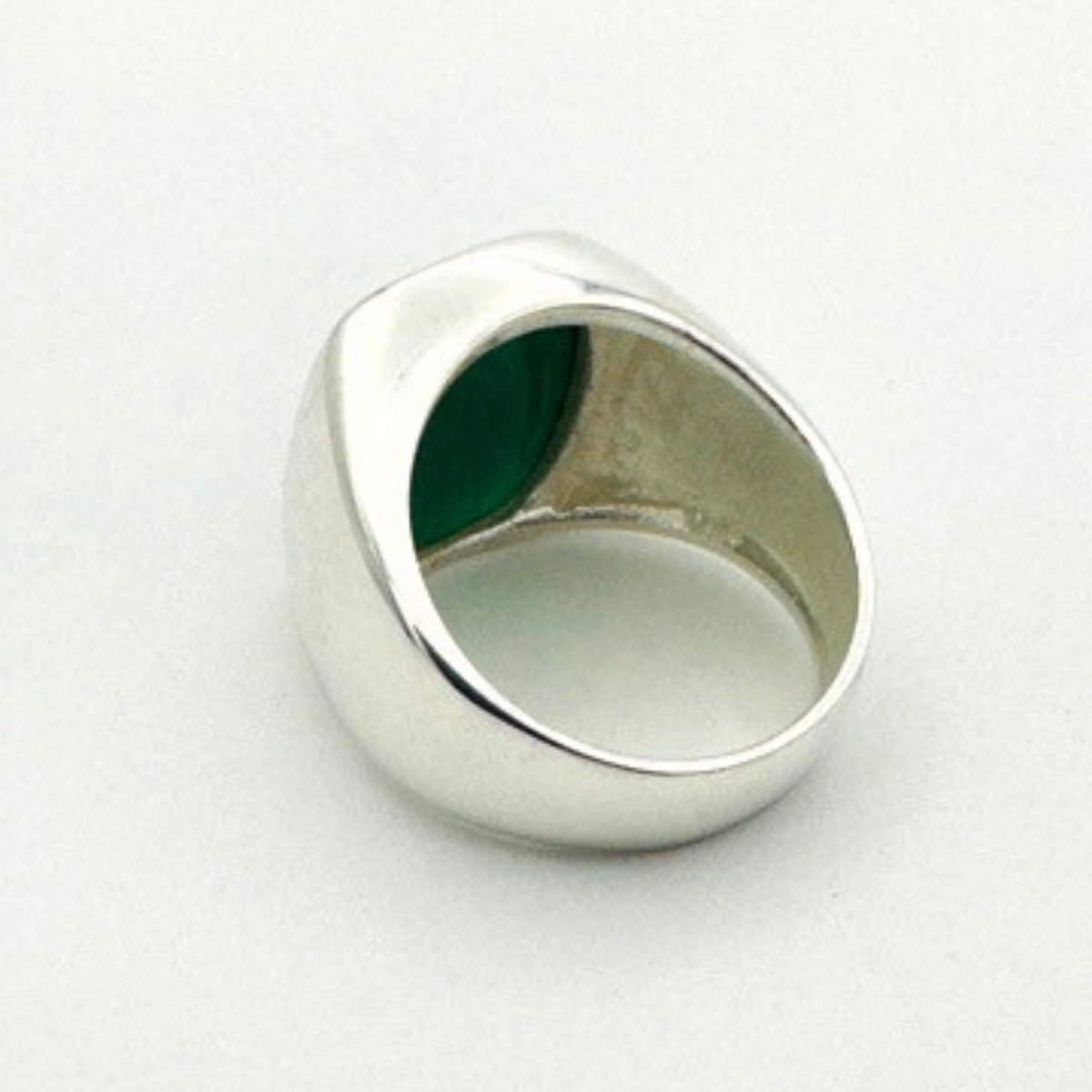 Men's Green Agate Gemstone Silver Ring - TryAladdin