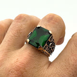 Men's Green Emerald Square Stone Ring - TryAladdin