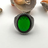 Men's Green Zircon Stone Silver Ring - TryAladdin