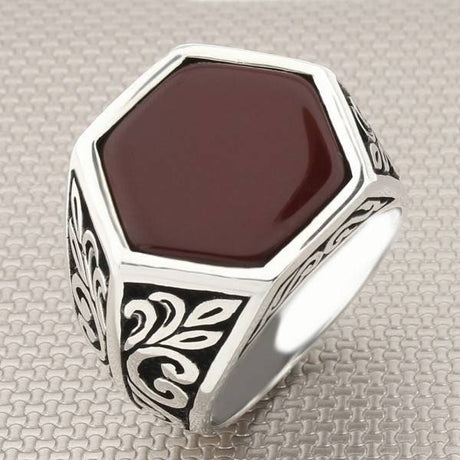 Men's Hexagon Model Authentic Handmade 925 Sterling Silver Ring - TryAladdin